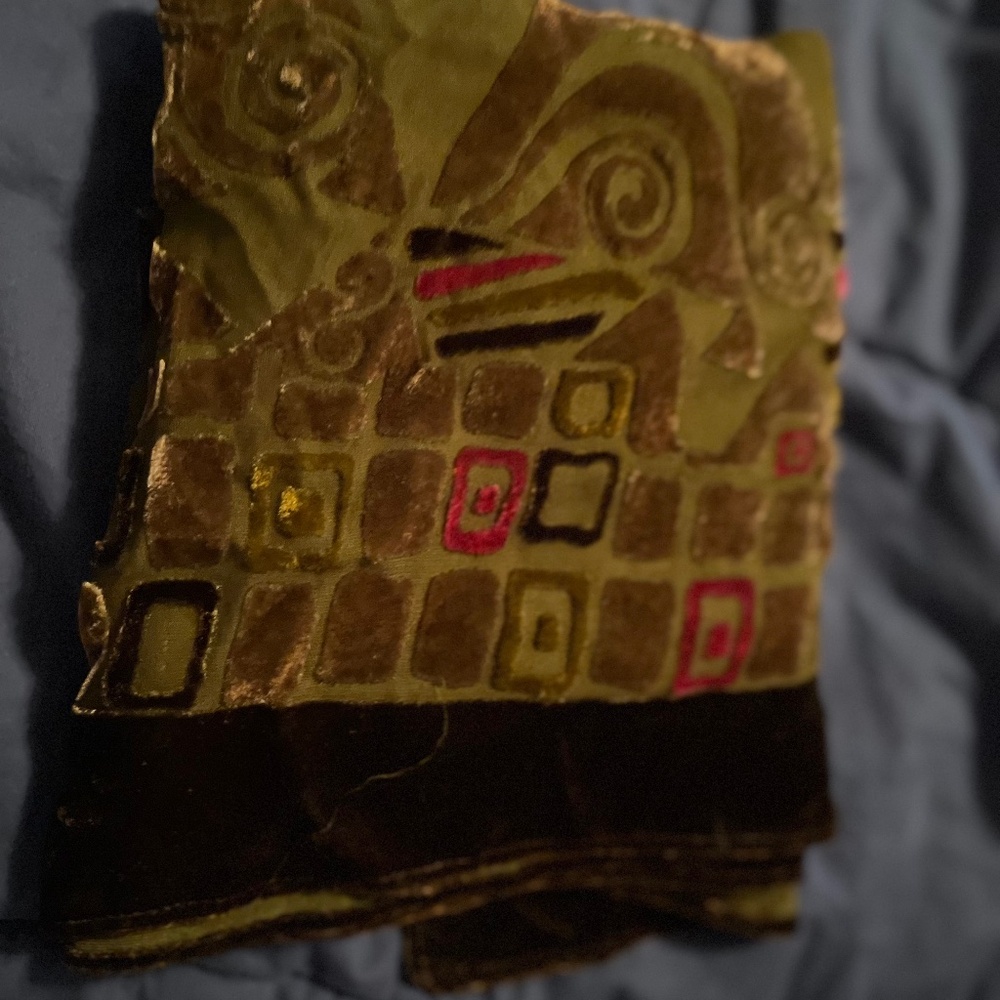 Klimt style silk blend velvet burnout large scarf wrap